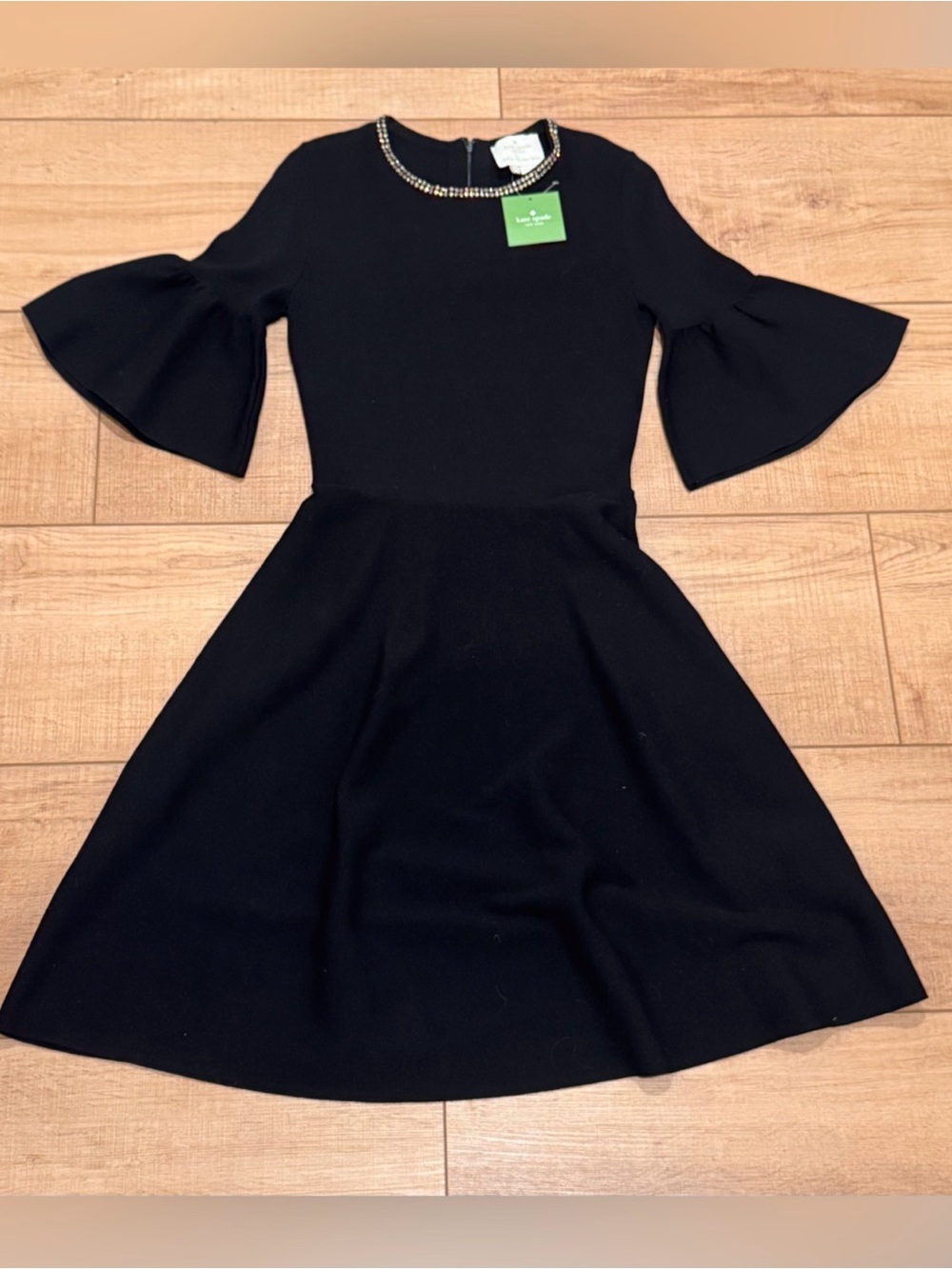 Kate Spade Ma Cherie Embellished Sweater Dress Black Holiday Cocktail Party S